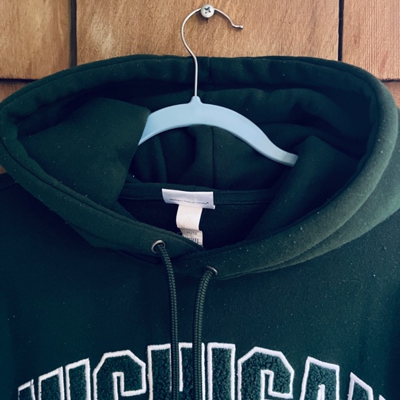 Michigan State University XL Hoodie Chenille Embroidery Green Sweatshirt MSU - Picture 4 of 10